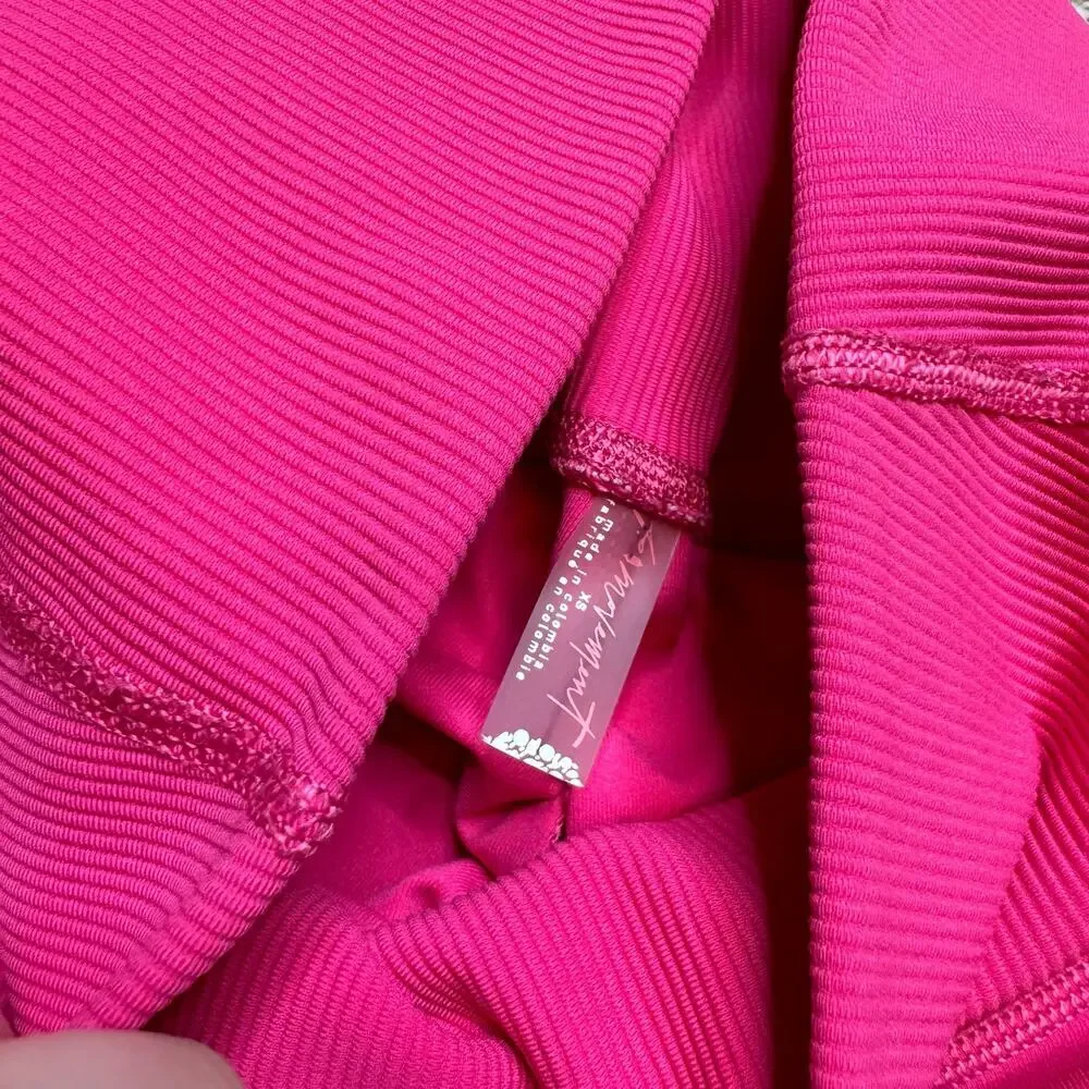 Free People Movement Hot Pink Ruched Leggings Size XS - Picture 3 of 4